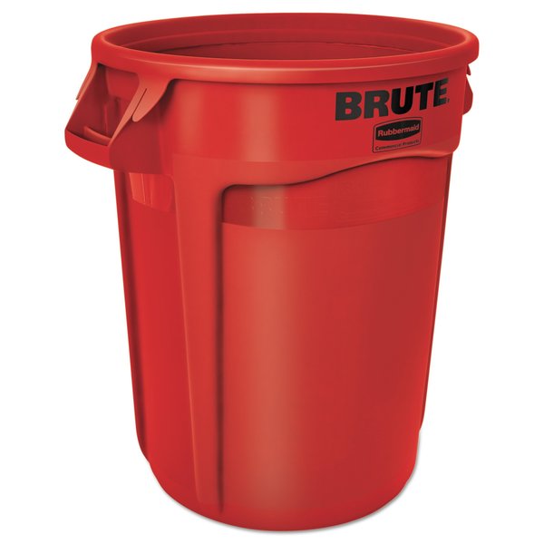 Rubbermaid Commercial 32 gal Round Trash Can, Red, Open Top, Plastic FG263200RED